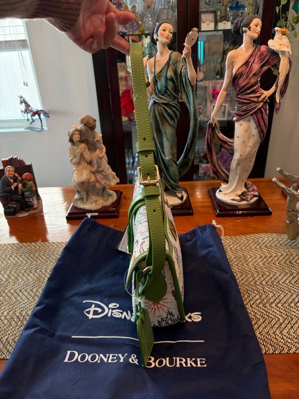 Dooney & Bourke White Multicolor Disney Character Shoulder Bag with Green Trim - Picture 3 of 16
